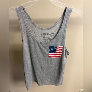 Gray American flag pocket tank top